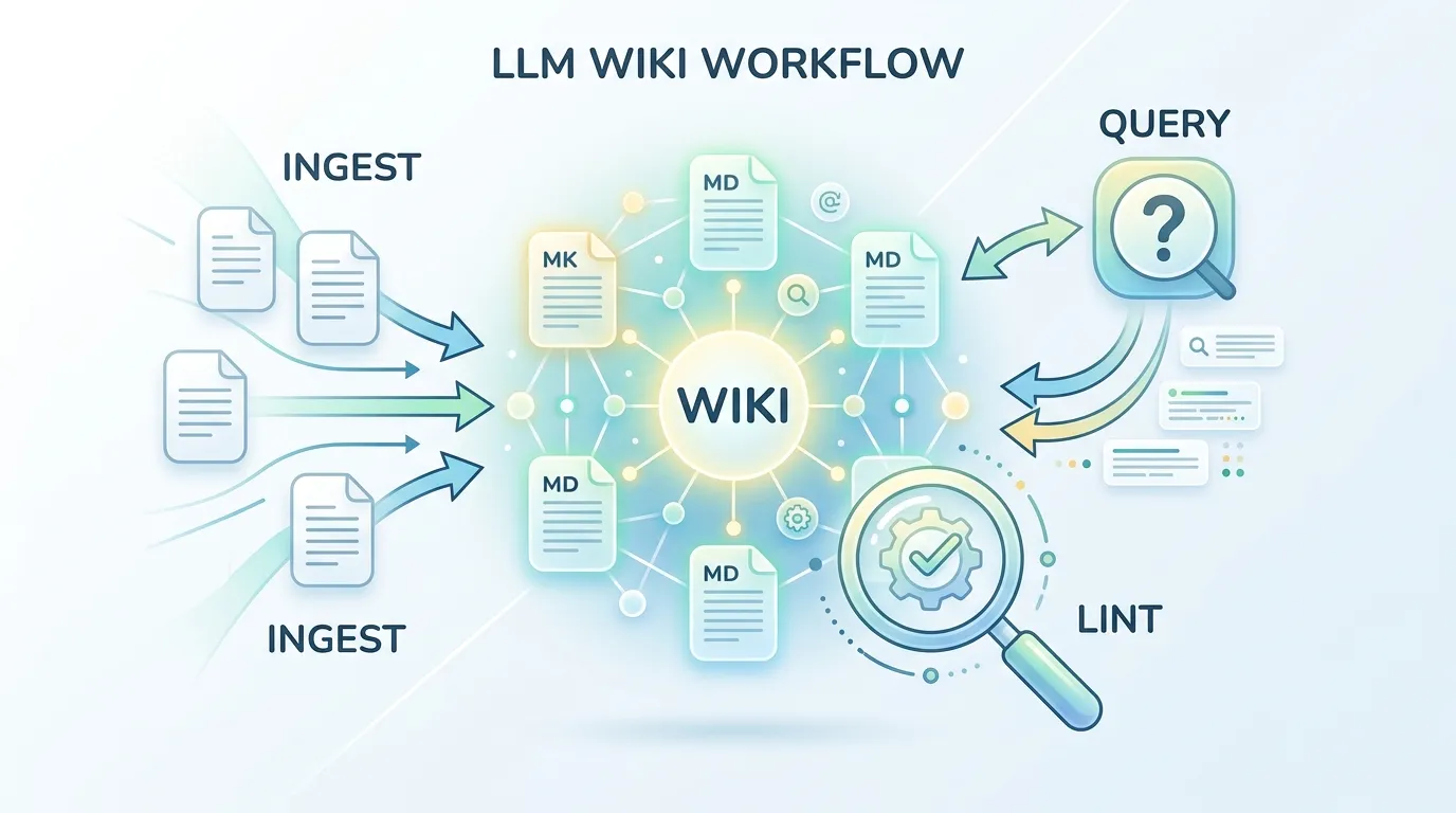LLM Wiki 三大操作示意