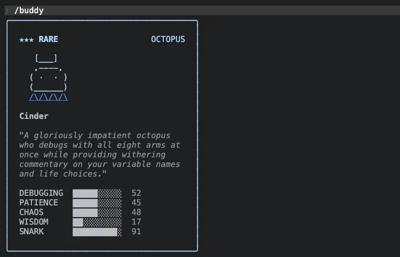 Claude Code Buddy 章鱼宠物 Cinder
